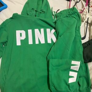 Victoria's Secret Vibrant Green Joggers with White Lettering